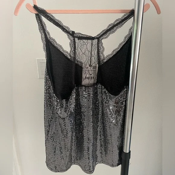 Zara - Sequin Motel Rock Tank with Lace Trim - Size L - NWT - Picture 3 of 5